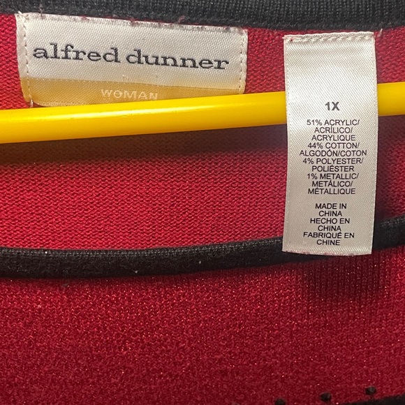 Alfred Dunner Black Red Striped Pullover Knit Sweater Women's Size 1X - Picture 3 of 6